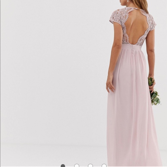 ASOS Dresses & Skirts - ASOS TFNC Exclusive Open Back Scalloped Lace Dress in Mink